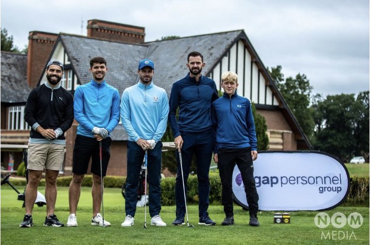 gazrich7's tweet photo. Great day at the Kieron Durkan Charity golf day! Loved being involved to share awareness &amp; raise money! Big thanks to all including @Wrexham_AFC players &amp; @LegendsWrexham for joining us on the day! Fantastic to have @RMcElhenney &amp; friends supporting #gappersonnel https://t.co/umfJQcjpWT