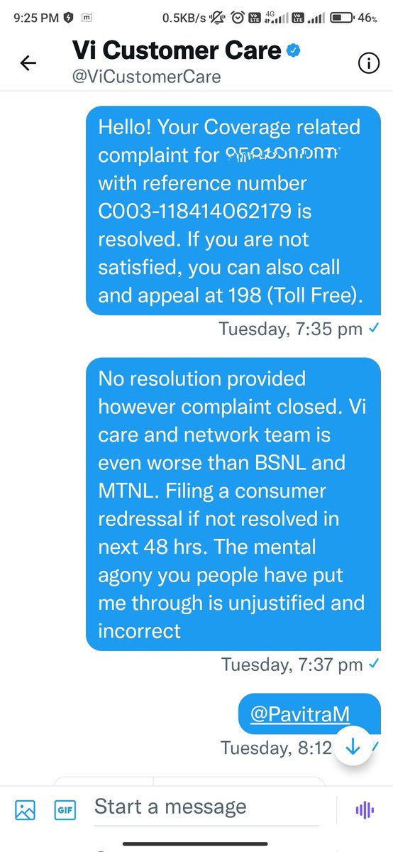 dbsingh_ima's tweet photo. @ViCustomerCare #noresolutionofnetworkproblem
#fraudVi
#falsepromises
#worstcustomercare
#boycottVi
#boycottvodafone
@rmstakkar @ViCustomerCare @VodafoneGroup @VodafoneQatar @VodafoneGhana @vodafoneNZ @VodafoneIreland @AshwiniVaishnaw
4 months gone by complaining No resolution. https://t.co/evC2QjOwIQ