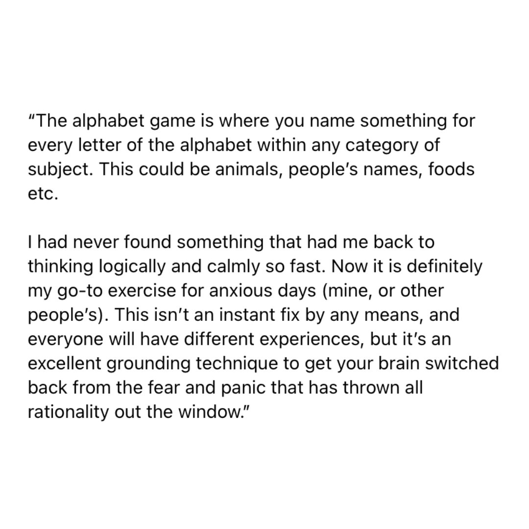 If your teenager is feeling anxious about exam results, show them this grounding technique. It’s called the alphabet game – and it was a game changer for 16 year old Kerry.