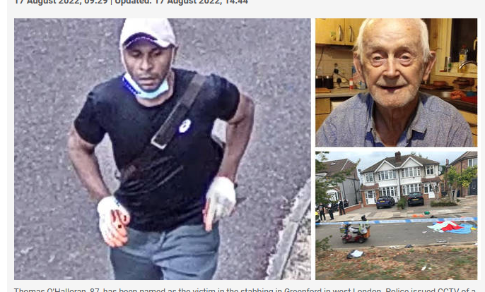 Improved coverage re the Greenford murder. Item no 2 on Sky &amp; BBC with a photo of the suspect as shown below. Could this dreadful crime be a watershed after all? RIP Thomas.