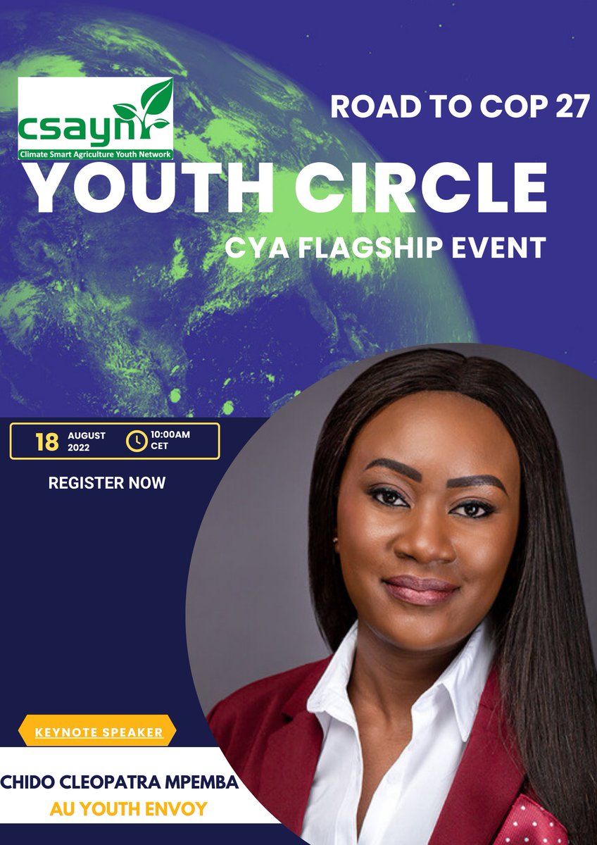 GcuCsayn's tweet photo. We are deeply pleased to have onboard the @_AfricanUnion Youth Envoy as a keynote speaker at our Children &amp; Youth in Agriculture Program Launch Event 18/08 || 10 AM CET.

Thank you 🙏 for honoring our invitation! 

We look forward to having you tomorrow

🔗https://t.co/SbiEn5jHss https://t.co/6biFNBj38B