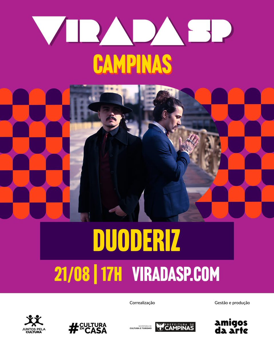 duoderiz's tweet photo. Nesse domingo, 21/08 estaremos em Campinas para a #ViradaSp ! 🤘🏻🥰 https://t.co/CZh5kLQnp8