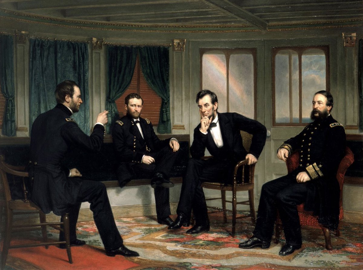 “We see a rainbow - hope - of the passing of the storm. The painting's name: The Peacemakers, for me, is a constant reassurance the cause of peace will triumph &amp; ours can be the future Lincoln gave his life for: a future free of both tyranny &amp; fear”
- George HW Bush 🇺🇸
#POTUS 🎩