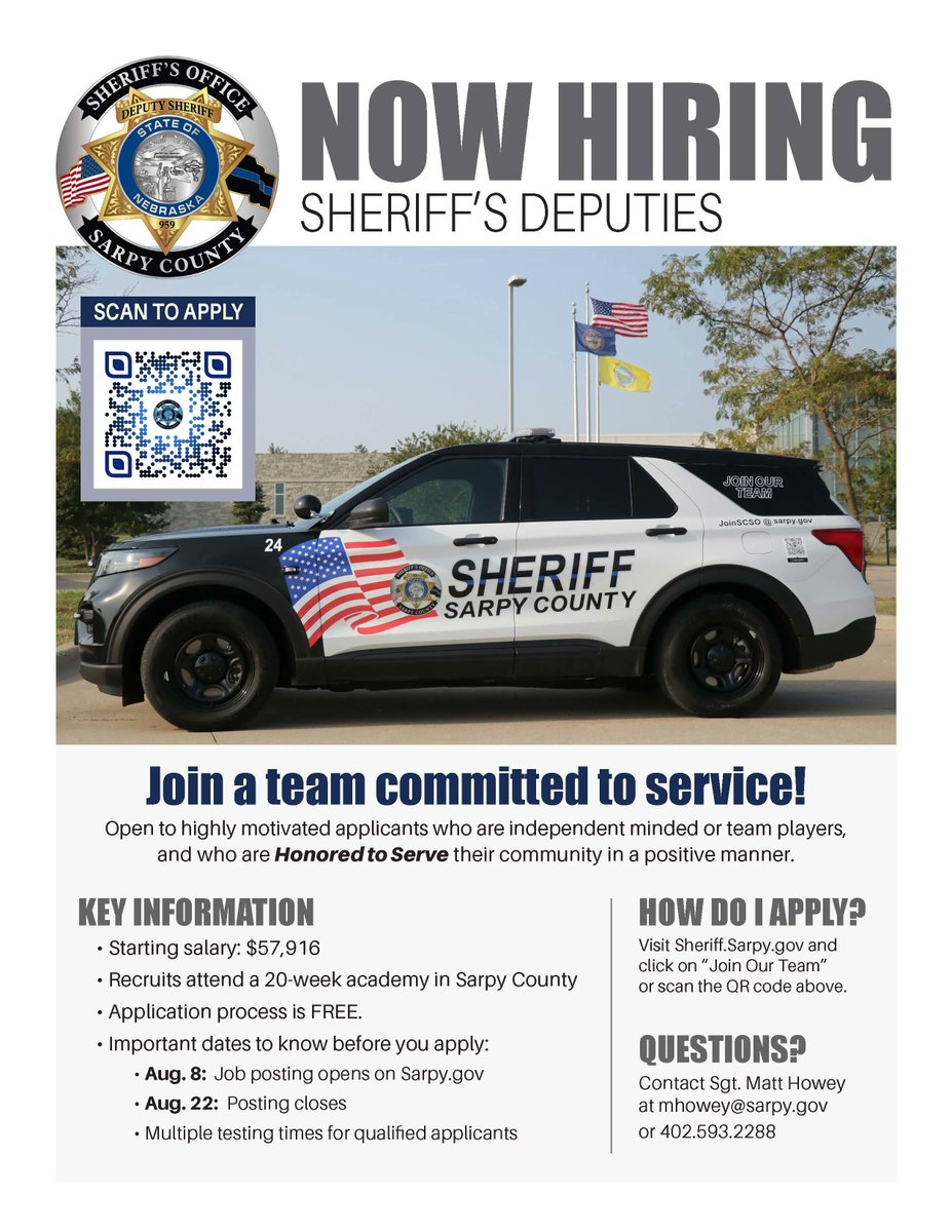 UNOSCCJ's tweet photo. Did you know that @SarpySheriff has an open application process? This means that for those graduating in December and looking for a job, you can apply and then walk across the graduation stage knowing you have a job in hand starting in January. https://t.co/1xKN3ePzD5 https://t.co/ucTNoZpMdP