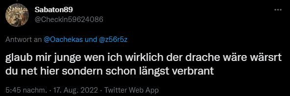 "Ich bin nicht der Drache, verdammte Axt!"
#Drachenlord