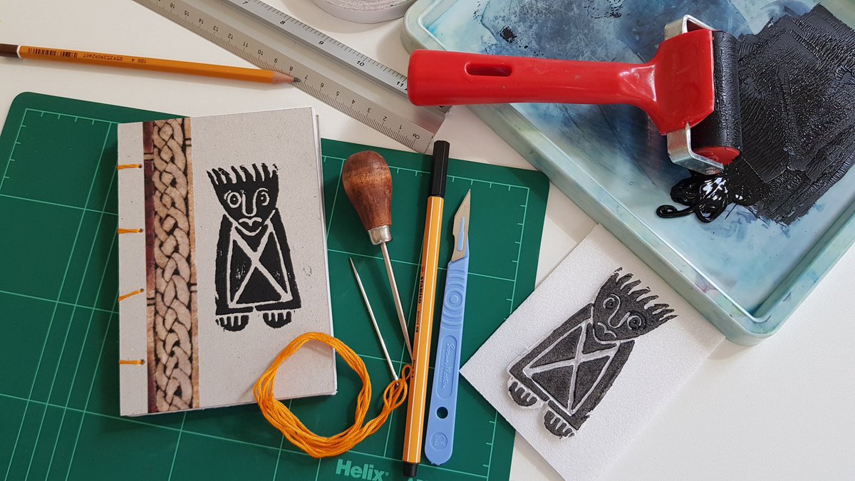 CultureQuine's tweet photo. We're making lovely little pocket journals at our Inspired Gallery Meet session for adults this Friday 19th, 11am at Aberdeen Art Gallery. It's completely free, so come and join in! #InspiredGalleryMeets #BookofDeer #aagm https://t.co/8sTgoavuZM