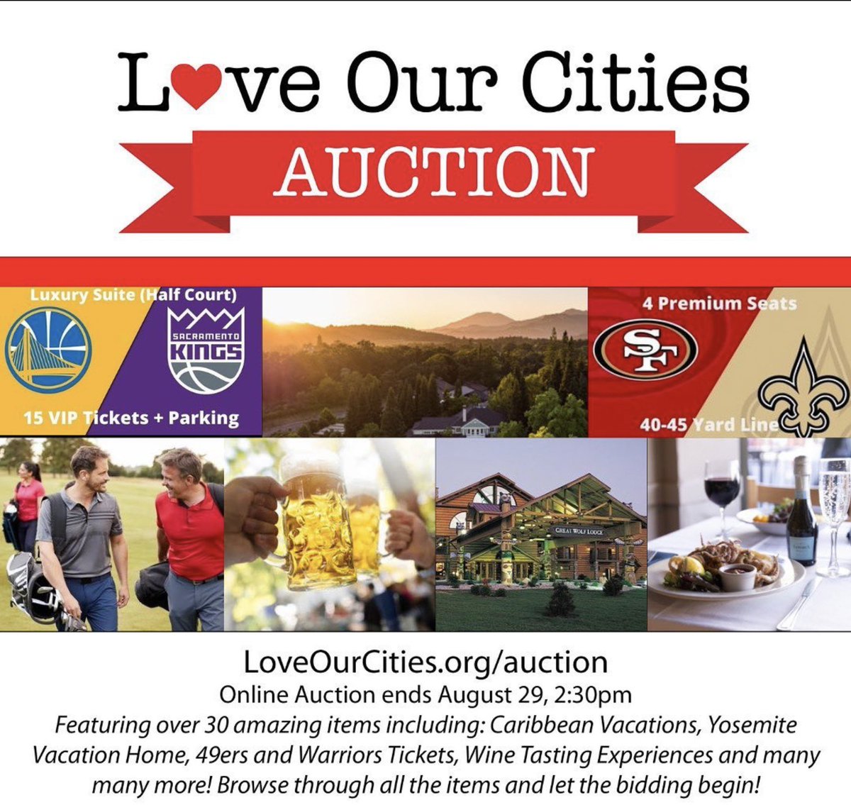 Check out all of the amazing auction items here at amazing going bids right now (all the while supporting a great cause)! Browse through the items here: LoveOurCities.org/auction #loveourciites