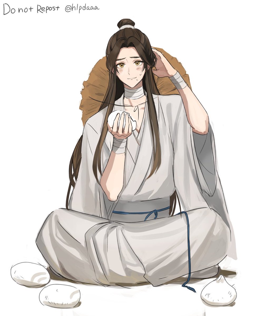 1boy male focus long hair solo bandages food hat  illustration images