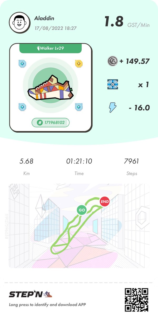 Aladdinfpv's tweet photo. Finally got a lvl 6 box, let’s see what this one has to offer 🔥 @Stepnofficial @Firelauncher_ @Alpi35_ @Kn0wnMad got it :D https://t.co/E69S7WvZwN