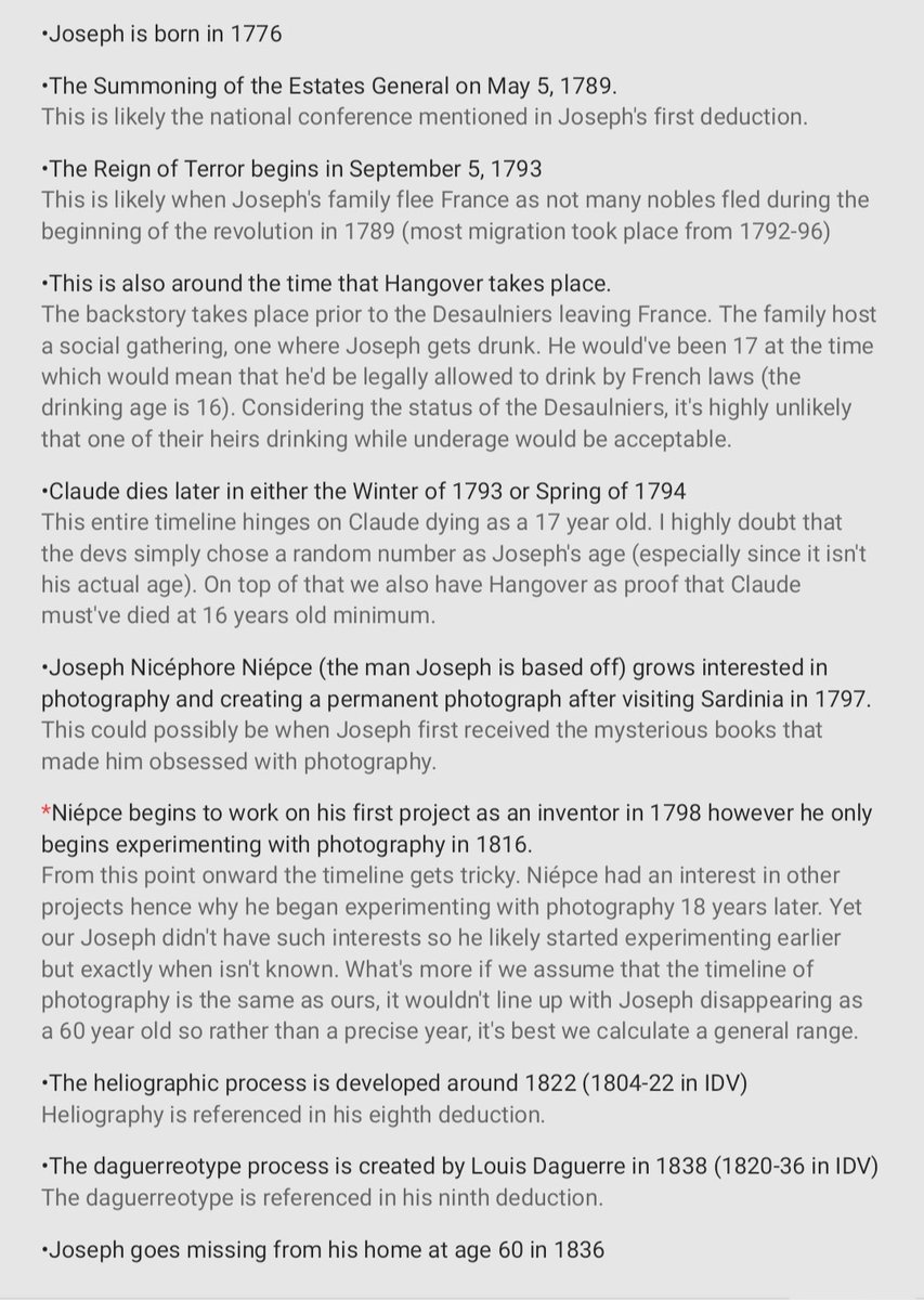 So here's a little timeline theory I made based on Joseph's deductions and his leaked ages (17 and 60)! Obviously it probably isn't fully accurate but I do believe that the time range is about right :o as always lmk your thoughts and questions <3
