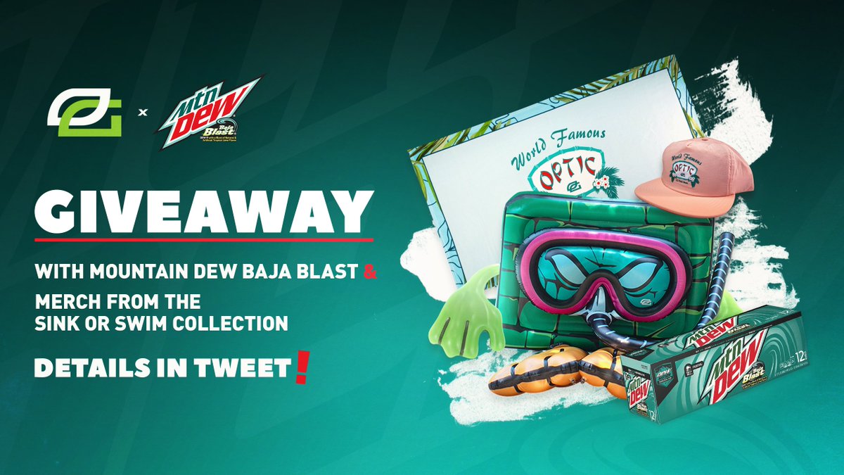 Sink or Swim x Baja Blast 

Your chance to win @MountainDew Baja Blast AND merch from our Sink or Swim collection, OpTic WALLACE included. ☀️

Like/RT, follow @MountainDew and tag a friend to win. #DewPartner