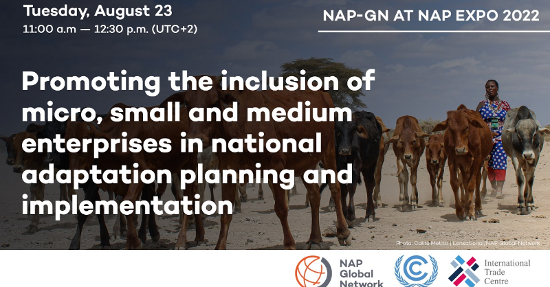 NAP_Network's tweet photo. We are looking forward to our first #NAPExpo event tomorrow with the #AdaptationCommittee and @ITCnews, exploring the role that (micro,) small and medium enterprises ((M)SMEs) need to play in #adaptation planning processes.
See our #NAPExpo2022 schedule on our website 👇