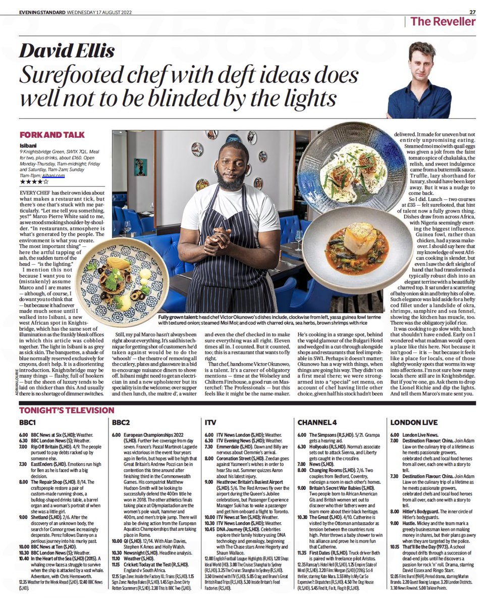 adrianlourie's tweet photo. This weeks @ESReveller featuring #mastercheftheprofessionals #victorokunowo #isibani in #knightsbridge
#eveningstandard #davidellis #londonlife
#londonfood #londonfoodies #londonlife #westlondonlife #foodphotography #foodohotographer #portrait https://t.co/5G2zvSAFBJ