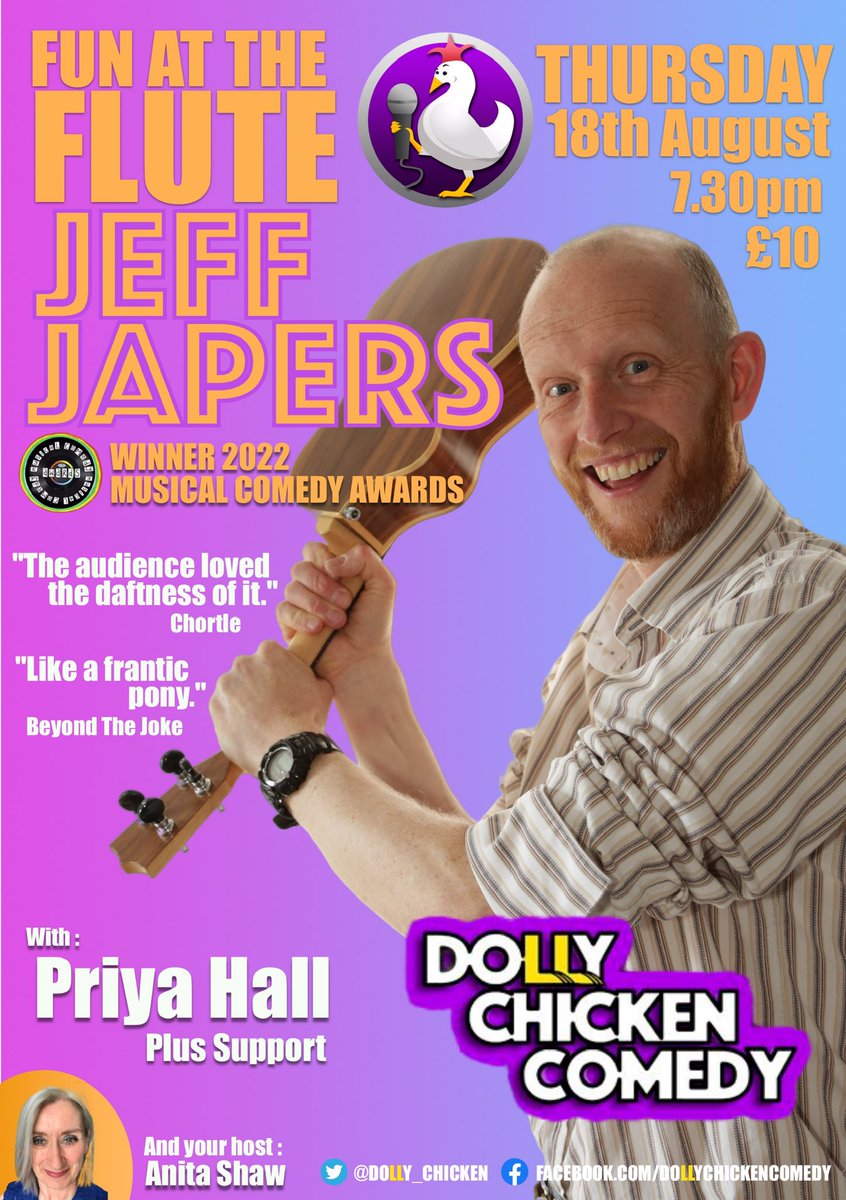 doLLy_chicken's tweet photo. Don’t miss @JeffJapers @musicalcomedyuk winner 2022 doing a special set this Thursday @FluteandTankard Plus brilliant support too! @iampriyahall @Eleri_Morgan Ash Jones! Tix £10 online &amp; £12 on the door: https://t.co/8HgL6C17DU https://t.co/O4tHIOLoyD