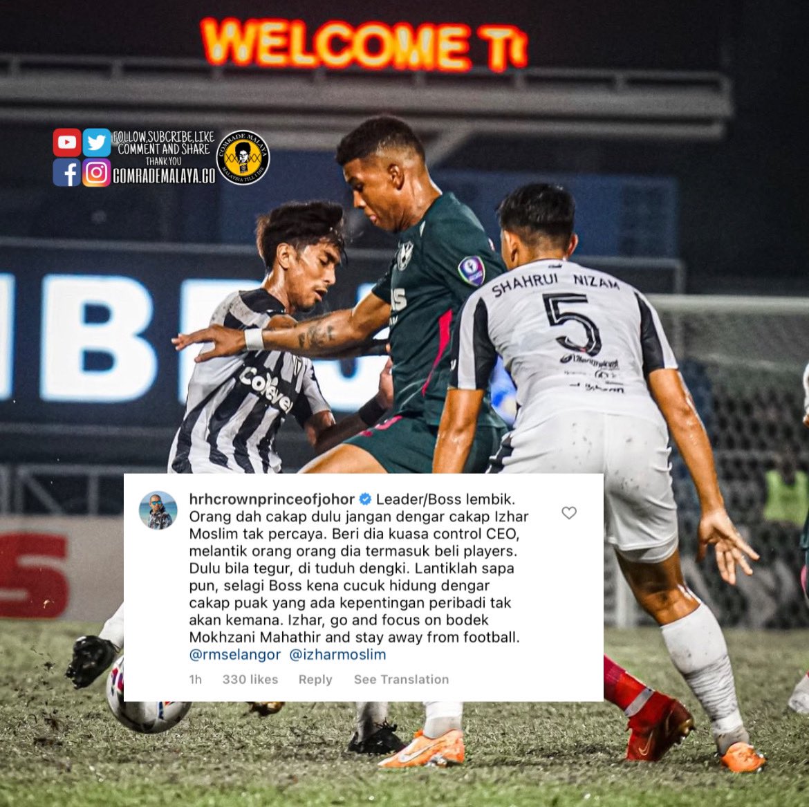 comrademalaya's tweet photo. Selangor Kalah Lagi.. 
Selangor 0-2 Terengganu

Nasihat TMJ yang Selalu Ambil Berat Dengan Pasukan Selangor.  Dengarkan 🎶 https://t.co/bSxqhyQ90f