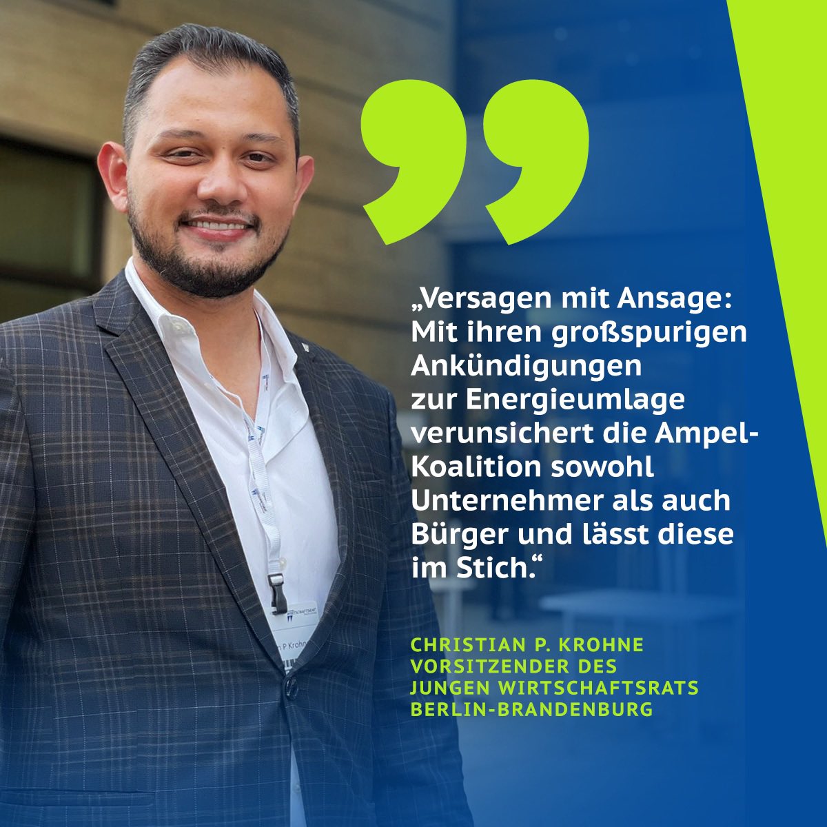 wratbb's tweet photo. JWR-Landesvorsitzender Christian Krohne zum #Energieumlage-Chaos der Bundesregierung. https://t.co/I3jebKZ59N