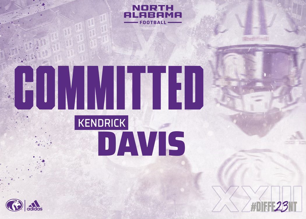 kendrickdavis08's tweet photo. 110% committed 💜🤍LETTS GO #RoarLions @UNACoachWillis @CoachCampbell37 @CoachEJK @CoachKade_Glenn @AL6AFootball @guy_3g @jamiemitchell85 @HHSPatsFootball @RecruitTheCrest https://t.co/oDDDGKqist