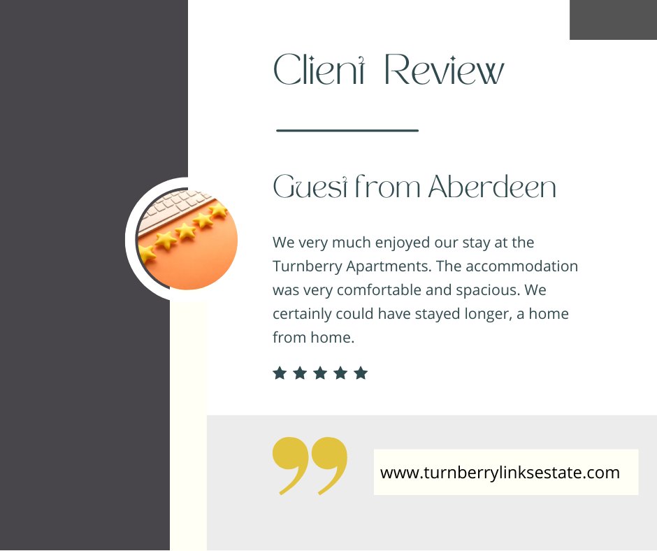 turnberryscot's tweet photo. A recent review from a happy customer. Thank you 🙏#feedbackmatters #customerreview #homefromhome #stayinayrshire #turnberrylinksresort #visitscotland https://t.co/TFmDz7MDvl