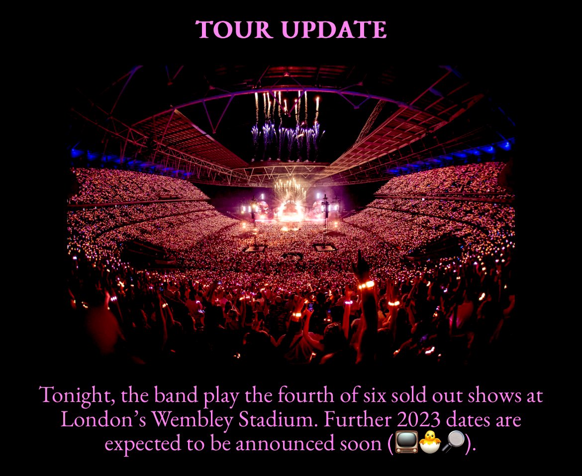 ColdplayFrance's tweet photo. ✨👀⏳ Bientôt des nouvelles dates pour le #MusicOfTheSpheresWorldTour en 2023. Via Coldplay Messenger #Coldplay https://t.co/nGVMVakBTA