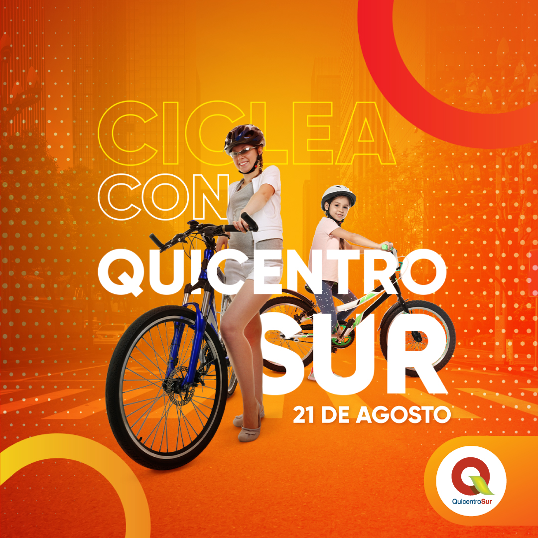 🚴🏼‍♀️🚴🏻Vuelve el #Ciclopaseo a #Quicentro Sur. Recuerda que cada vez que participas con nosotros acumulas manillas para llevarte gratis un lindo buzo de bici. Te esperamos este domingo 21 de agosto. Regístrate y conoce todas las fechas aquí: bit.ly/cicleaconqsur