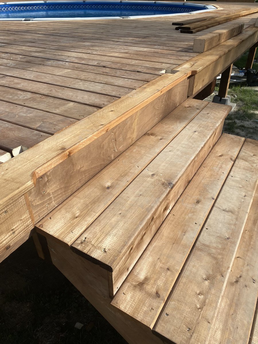 Almost done! I can almost hear the pool parties that will follow here! Keep watching for the finished project pics! #garberconstruction #newpooldeck #deckbuilders