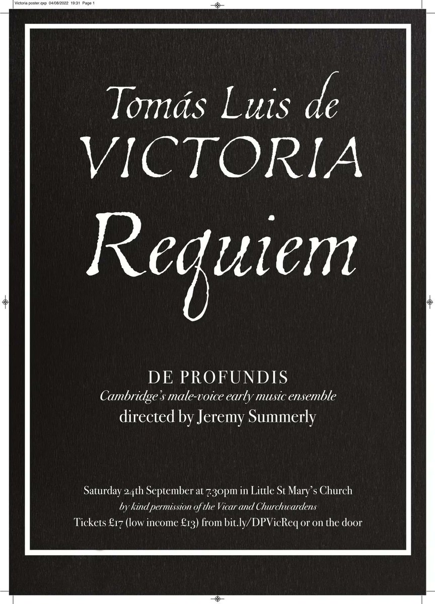 dpchoir's tweet photo. CONCERT TICKETS ARE LIVE!!!

Saturday 24 September 19:30 @littlestmary directed by @jsummerly 

https://t.co/3Yz73PzoGM

#cambridgeconcerts #cambridge #polyphony #victoriarequiem #requiem #victoria #earlymusic #cambridgeearlymusic https://t.co/r5464KTxOk