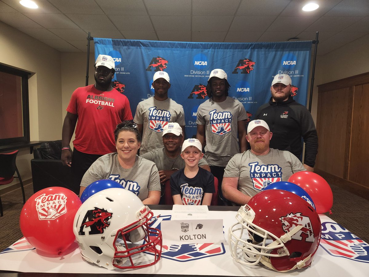 AlbrightLions's tweet photo. Big news for @Albright_FBall today! 

They get a commitment from Kolton from @GoTeamIMPACT! https://t.co/8WXPZ1Xjb7