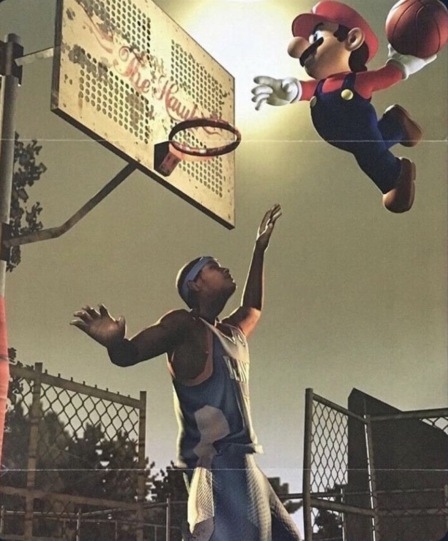 parlayprincesa's tweet photo. this picture of Mario about to fucking yam on Carmelos dome top will never not go crazy https://t.co/GIy1npMNqx