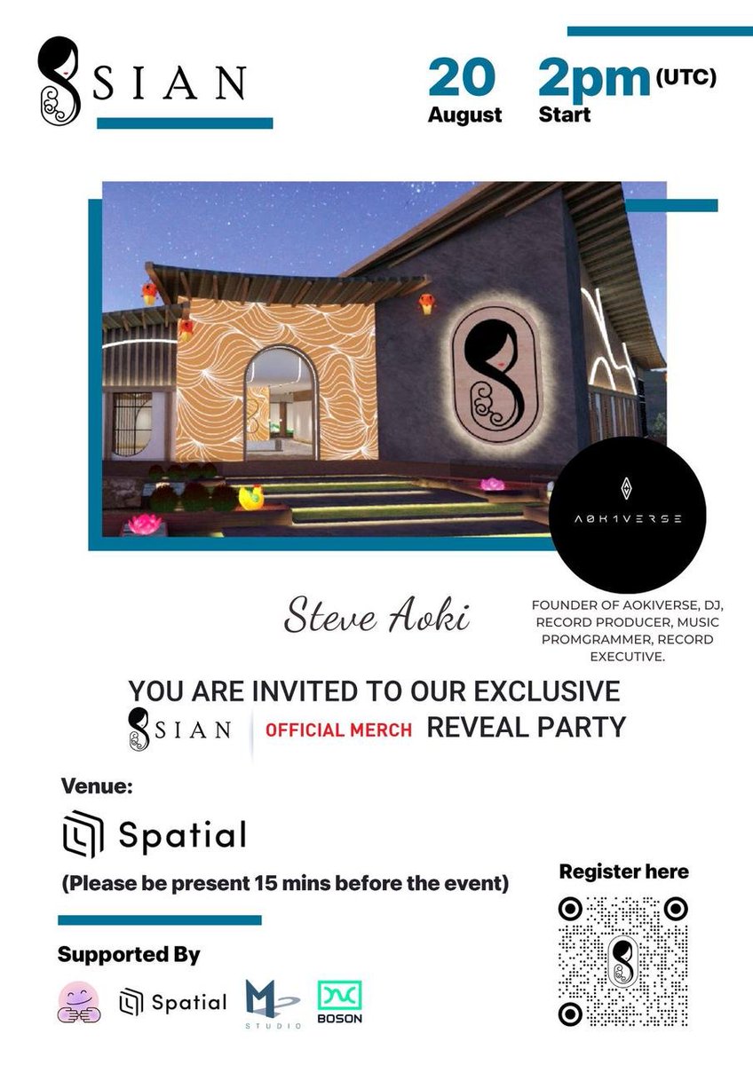 8sianMagazine's tweet photo. Hi there! @AokixTheUntamed  &amp; @jajainweb3  you are cordially invited to our #8SIANmerch reveal party on @spatialxr, 20th August 2PM (UTC)‼️

https://t.co/3RlfKz2O7S

We are excited to meet you at our museum!😍
#Uniqlo8sian https://t.co/OgVlIzJsW1