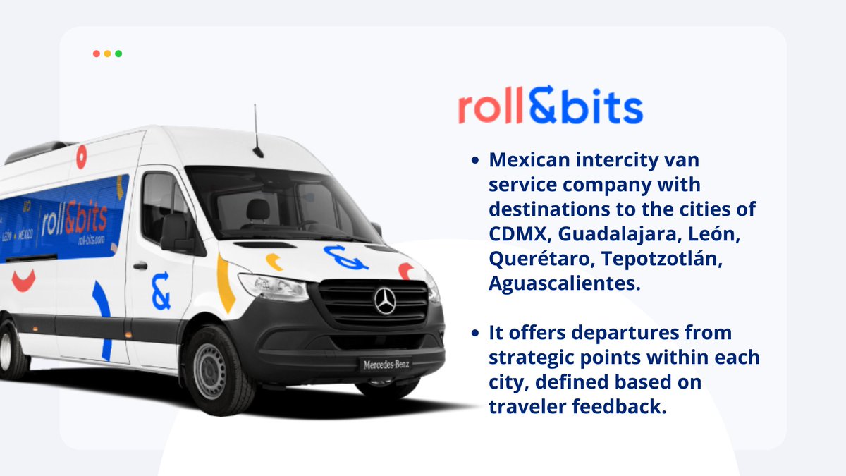 ReservamosSaaS's tweet photo. Technology enables companies to guarantee an efficient travel experience, from the purchase of the ticket to the moment of boarding.

An excellent example of this is Roll&amp;Bits, an innovative Mexican intercity van service company. https://t.co/HQFWG7TrLs