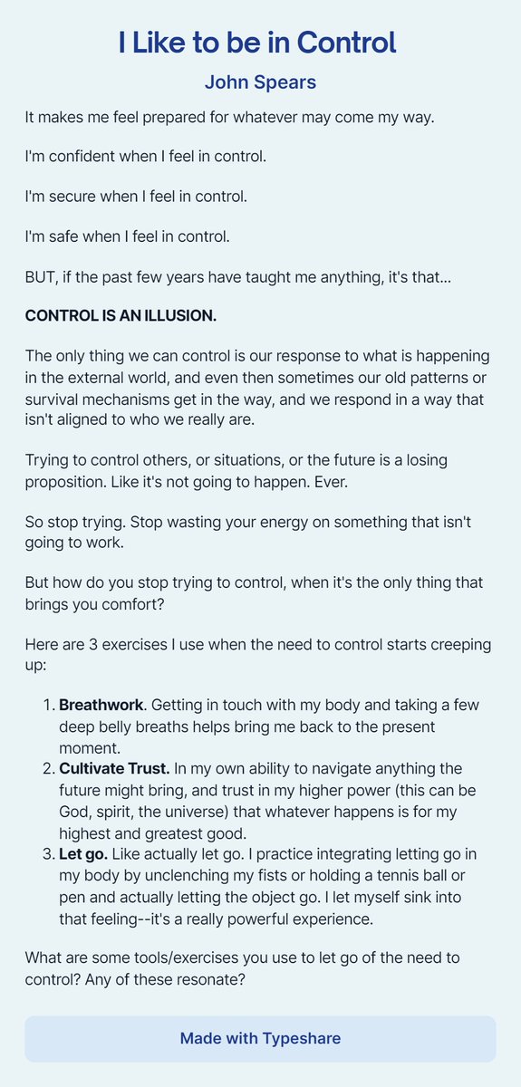 Anyone else feel the need to be in control?!?!?!