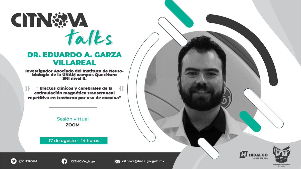 egarzav's tweet image. El día de hoy a las 2 pm tendré una plática. 

Conferencia: Efectos clínicos y cerebrales de la estimulación magnética transcraneal repetitiva en trastorno por uso de cocaína.

📲Registro: forms.gle/Xu3Ae3VDusH9y7…
facebook.com/CITNOVA/photos…
