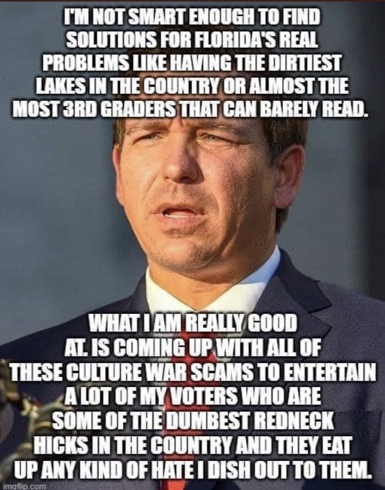 Bdelta67's tweet photo. #DeSantisDestroysFlorida #DeSantisBurnsBooks #DeSantisDonorsFirst He is acting for political gain. He is only governing a percentage of the citizens in this state where he took an oath to serve us all. https://t.co/SH5567qjwr