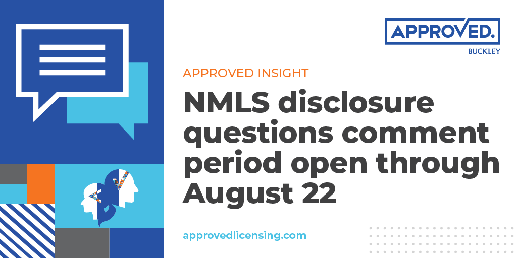 approvedlicense's tweet photo. NMLS has proposed changes to streamline the disclosure questions asked as part of the license application process. Learn more ahead of next week’s deadline for comments: https://t.co/DQQW5HkZYV https://t.co/ROQdX09BDG