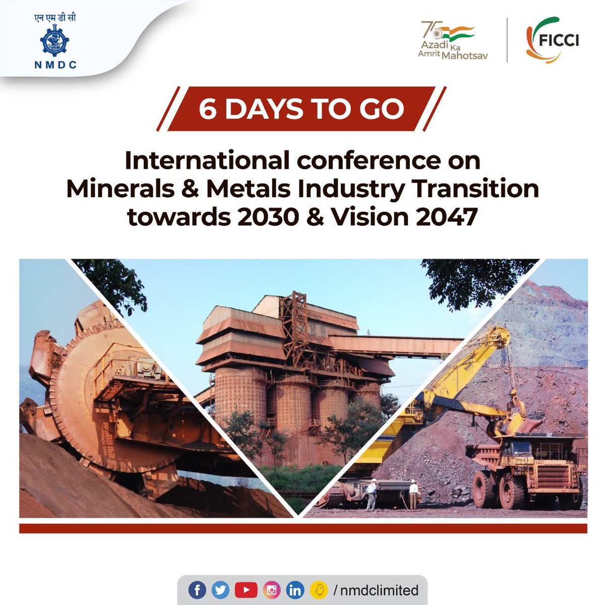 nmdclimited's tweet photo. This conference will highlight Indian mining prospects and also address the growth opportunities available in this mineral rich country.
#IspatiIrada #HarEkKaamDeshKeNaam #conference #Mining #miningindustry #EcoFriendlyMiner #MiningNews #miningexpress #steelmining #ironoremining https://t.co/KhA0sJfUf2