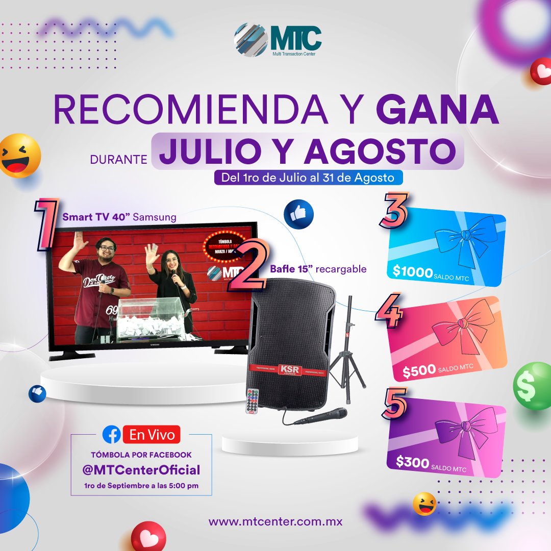 MTCenterOficial's tweet photo. ¡Recomienda la plataforma de MTCenter con tus amigos y participa en nuestra TÓMBOLA DE JULIO Y AGOSTO! 📺 🤑 https://t.co/RJD7qrDInK