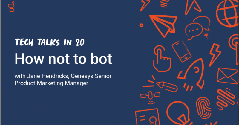 Genesys's tweet photo. While bots can deliver great automated service for many items, they can't make up for bad #CX. Great bot experiences start with strategic planning based on customer engagement understanding.

Listen to Genesys Sr. Product Marketing Manager @jane_hendricks's insights on #bots 🎙️