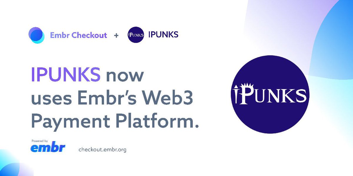 iPunksofficial's tweet photo. iPunks is Using Embr's Web3 Payment Platform!
Thanks @joinembr For this Partnership!
Real Soon iPunks Will be able to be Purchased Through Embr's Platform with #Fiat ! able to buy with BNB Already!
#JoinEmbr #EmbrWeb3 #Fiat #iPunks #Crypto
#BNB #binance #Web3 #EmbrCheckout https://t.co/Kxs68B3UdR