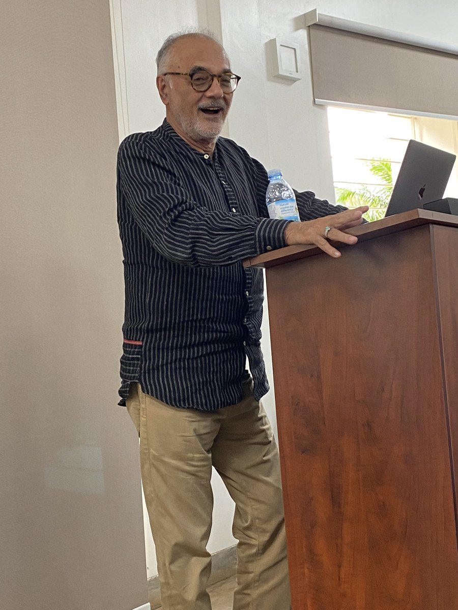 SpireJim's tweet photo. At MISR today, Prof. Lwanga Lunyiigo talked about his new book: ‘Uganda: An Indian Colony …’ Prof Mamdani was one of the discussants, and was piercingly critical about some aspects of the book. As he took his seat, Lunyiigo told him: Kulikayo, and Mamdani responded: Nvuddeyo 😂 https://t.co/Udi7opWJ2v