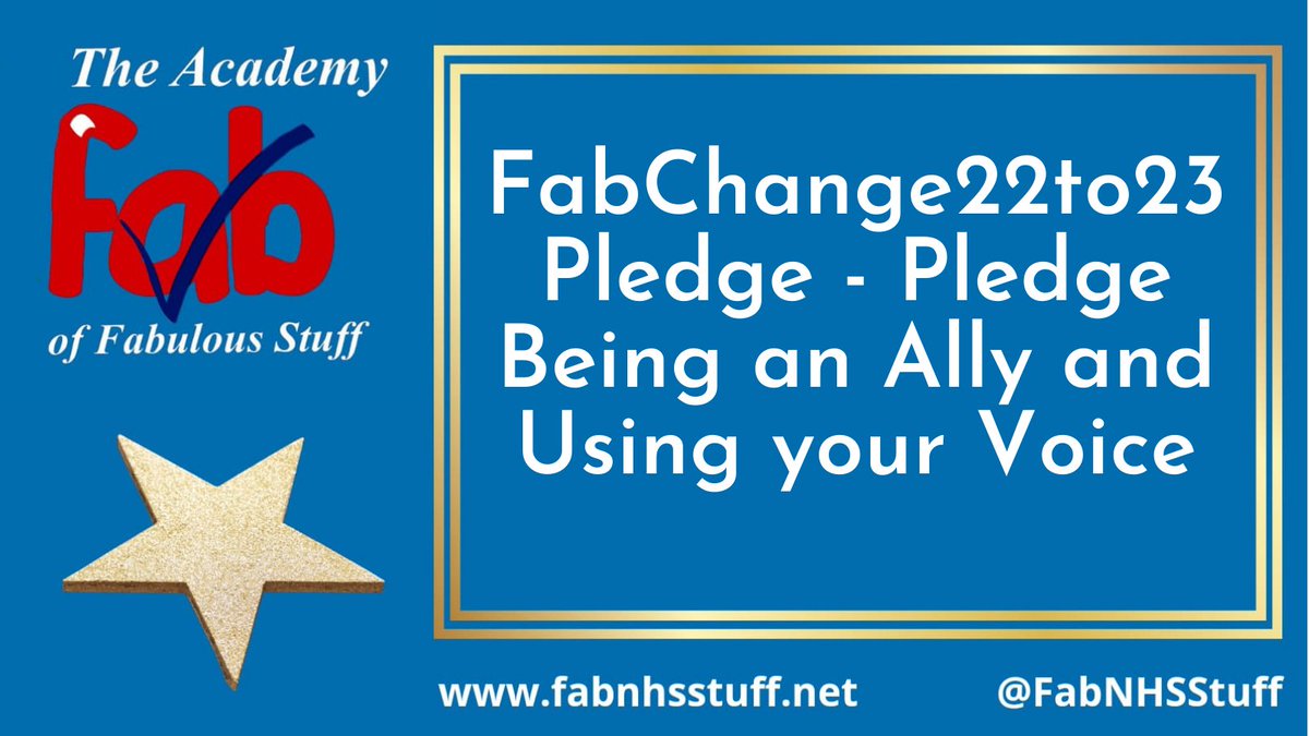 AcademyOfFabStuff (@fabnhsstuff) on Twitter photo ULHT staff member pledges on being an ally and using your voice...
ow.ly/Evez50JXjX6
#FabChanges22to23 #FabPledges <a href="/RoyLilley/">Roy Lilley π</a> <a href="/boroshaz/">#hellomynameisSharon</a> ULHT staff member pledges on being an ally and using your voice...
ow.ly/Evez50JXjX6
#FabChanges22to23 #FabPledges <a href="/RoyLilley/">Roy Lilley π</a> <a href="/boroshaz/">#hellomynameisSharon</a>