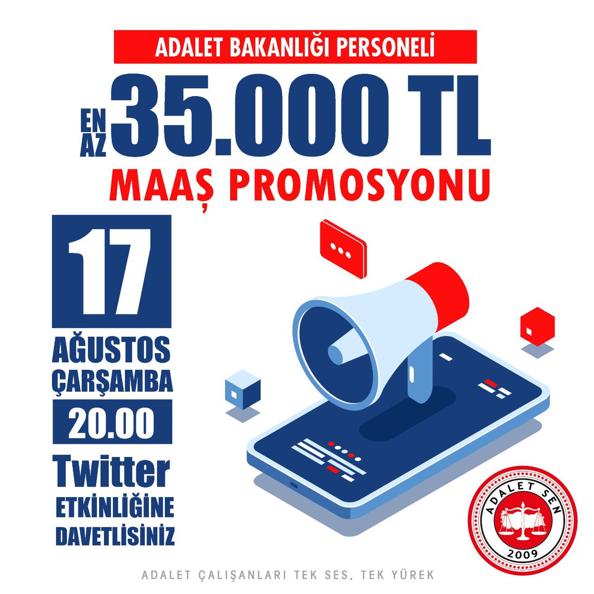 Yargı çalışanlarının sesi duyulana kadar <a href="/adaletsendikasi/">Adalet Sendikası</a> 'nca mücadelemiz sürecek. <a href="/adalet_bakanlik/">T.C. Adalet Bakanlığı</a> ‘tan lütuf değil hakkımız olanı istiyoruz. Sayın <a href="/bybekirbozdag/">Bekir  Bozdağ</a> ihale en az #Adaletse35BinleBaşla 'tılmalı ve en yüksek promosyon miktarı alınmalıdır. 

#adalettakiplesiyor