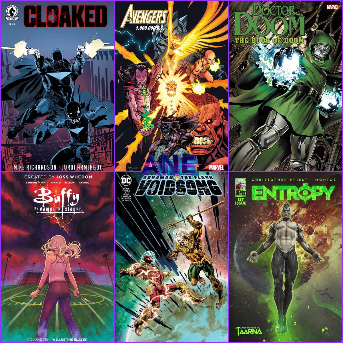 WhatIsNerd's tweet photo. What's going on nerdz! Another dose of weekly release picks!
Cloaked, Avengers 1,000,000 BC #1, Doctor Doom: The Book Of Doom, Buffy the Vampire Slayer Vol. 10, Aquaman & The Flash: Voidsong #3, Entropy #1
#darkhorsecomics #Marvel #dccomics #heavymetalcomics #boomcomics #comics https://t.co/1oBBfV2OuA