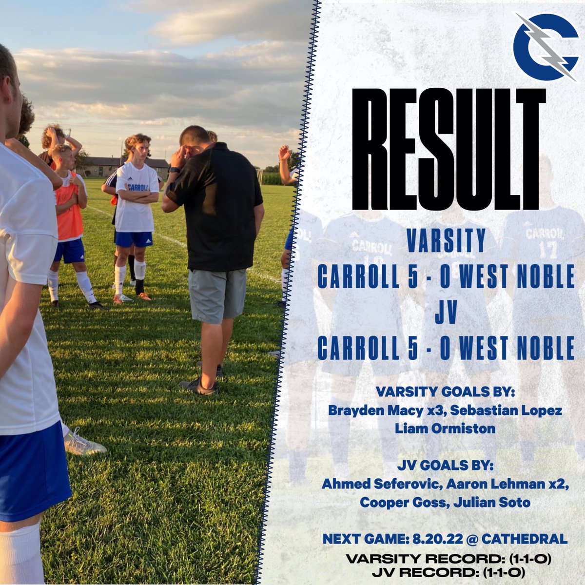 Great results for JV and Varsity last night. Well done boys!