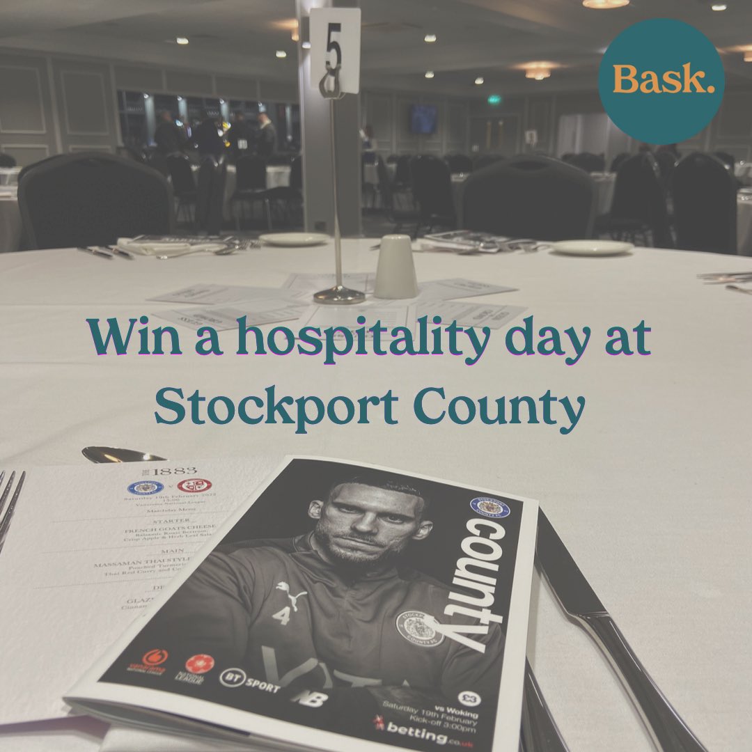 fitzstockport's tweet photo. WIN A HOSPITALITY DAY AT STOCKPORT COUNTY WITH THE BASK TEAM 💙🤍

We’re delighted to be match sponsors for the game against Swindon Town on Saturday August 27th. https://t.co/BWiLMtcjum