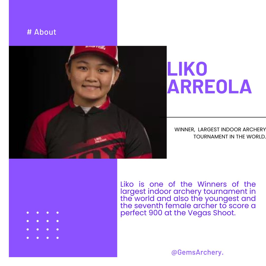 Hidden Gems Archery (@gemsarchery) on Twitter photo From the age of 7, Liko began showing a passion for bows and arrows after seeing the Disney movie “Brave.”
Liko's dream is to qualify for the 2023 U.S #Archery Team. 🎯🎯
Are you interested in Archery?
Shoot us a mail at info@hiddengemsarchery.com
#wednesdaythoughts From the age of 7, Liko began showing a passion for bows and arrows after seeing the Disney movie “Brave.”
Liko's dream is to qualify for the 2023 U.S #Archery Team. 🎯🎯
Are you interested in Archery?
Shoot us a mail at info@hiddengemsarchery.com
#wednesdaythoughts