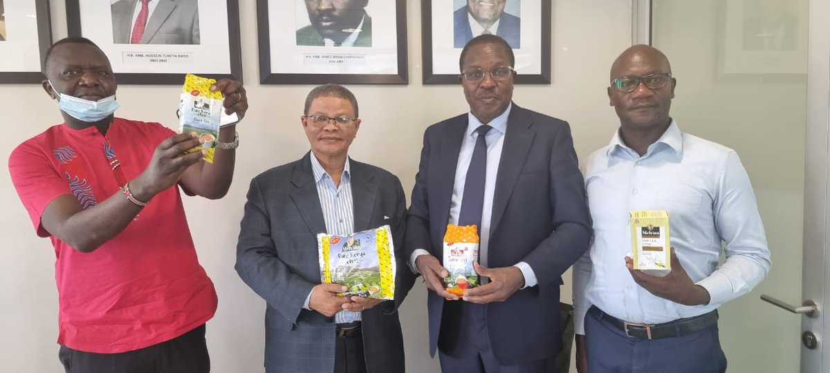 KenyaInNamibia's tweet photo. H.E. Amb Michael Sialai meeting with Namibian businessman Mr. Salman Jacobs where they discussed on ways of promoting Kenyan tea in the Namibian market. https://t.co/xeOv5JHukd