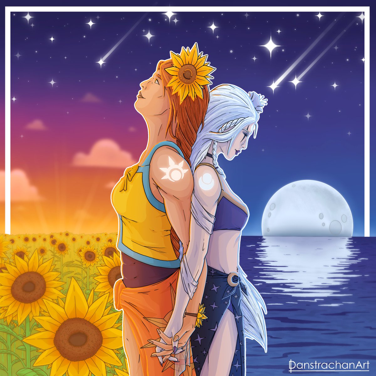 OceanSongParty's tweet photo. Although Leona may prefer to bask in the sun's glow and Diana would rather swim by the light of the moon, the two Aspects could never truly be separated. 

This beautiful piece is brought to you by @DanstrachanArt 

#artoflegends #leagueoflegendsfanart #leona #diana #oceansong https://t.co/2Ggv7xjhSc