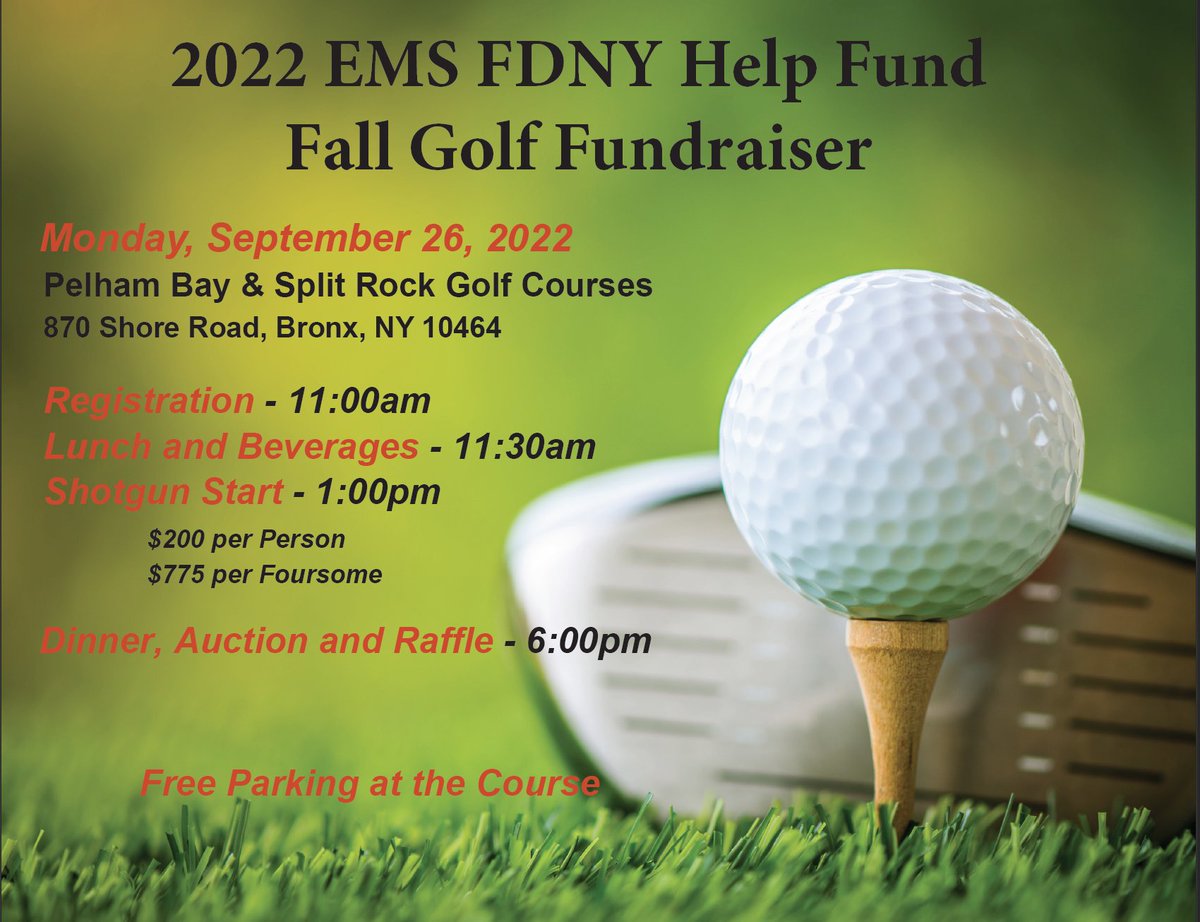 EMSFDNYHelpFund's tweet photo. Join Us!  We're raising money to support FDNY EMTs and Paramedics - https://t.co/4HSBSestKb
#golf #golfouting #ems #fdnyems https://t.co/oRmJg73igJ