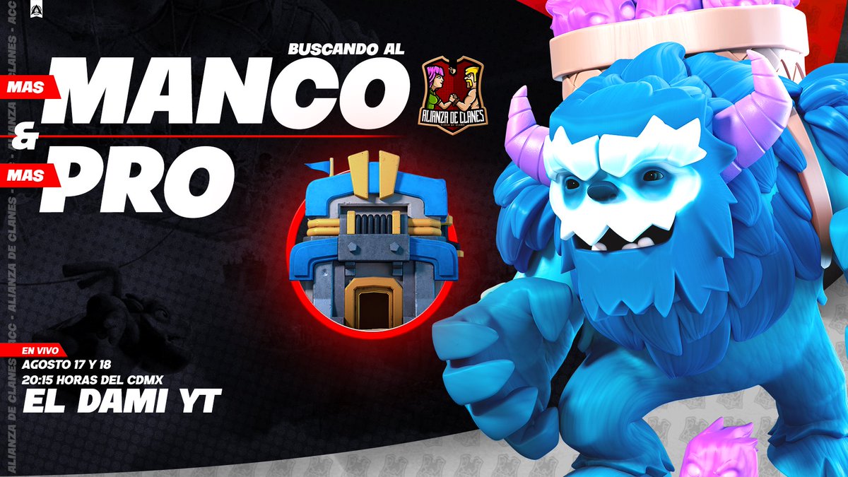 🛡️*Torneo ACC TH12 2022*🛡️

Regresemos Buscando al 
🤜manco más manco🤛 
🤜 pro más pro🤛

Con nuestro querido
🎮<a href="/ElDamiYT/">El Dami YT</a> 8 pm 🇲🇽

No olvides venir y apoyar a tu favorito o reír con tu amigo el manco , si quieres formar parte de esta comunidad manda ✉️MD
#clashofclans #TeamACC