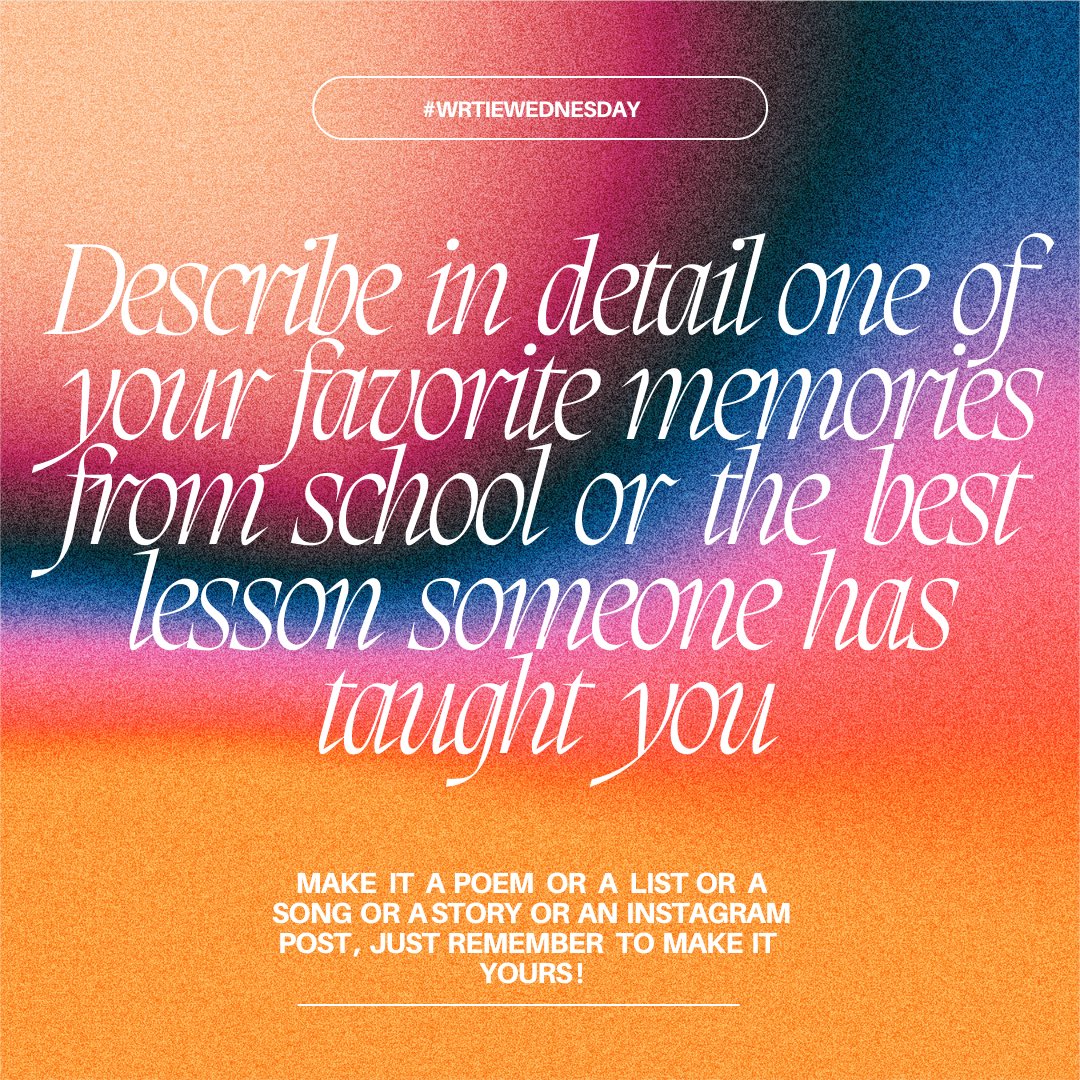 I_Y_W_P's tweet photo. Hello folks! Today’s prompt asks you to describe your favorite school memory or the best lesson you’ve learned. As always, do what’s comfortable for you and keep writing !#writewednesday https://t.co/sldWqa3GOd
